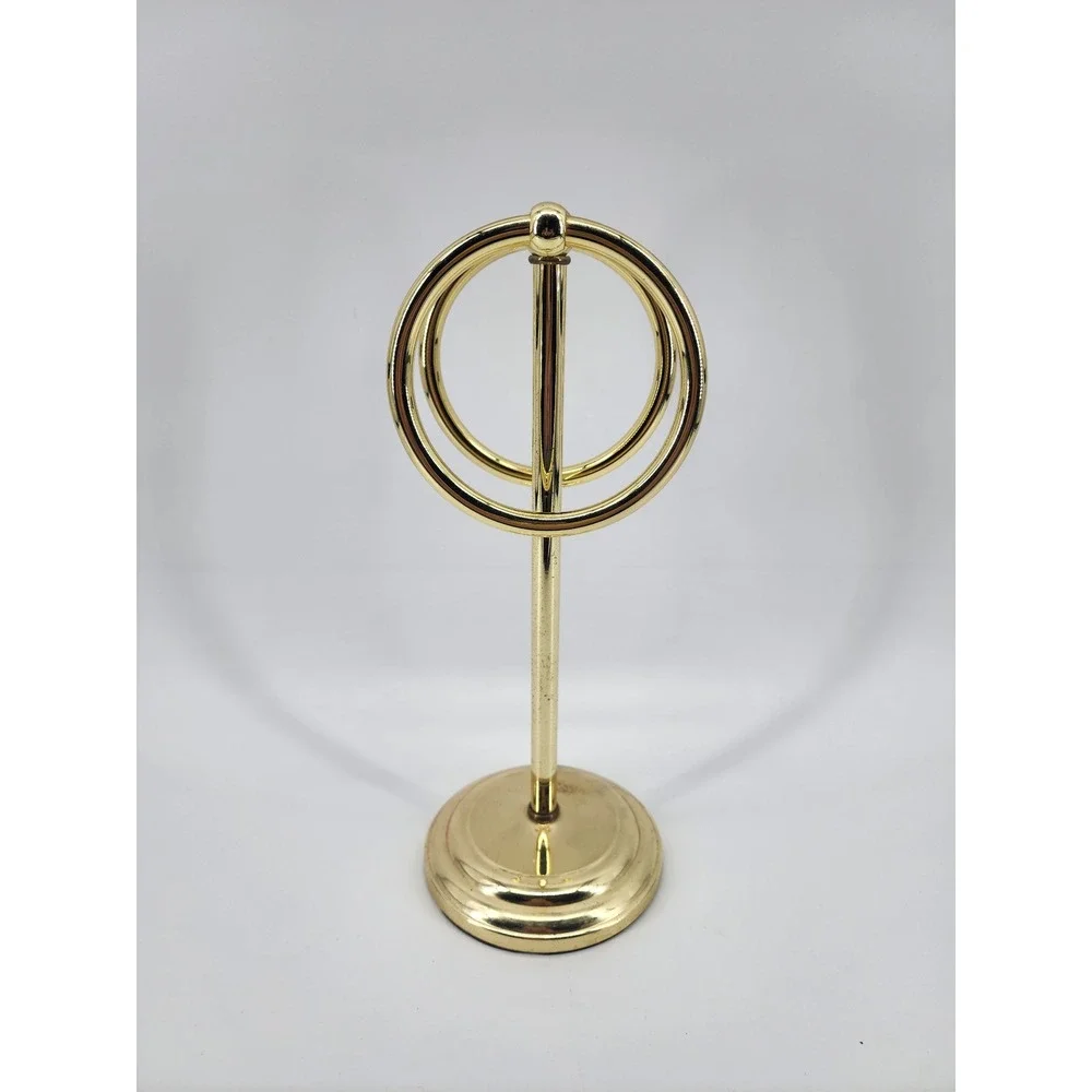 Vintage Gold Brass Countertop Guest Towel Holder Stand Double Ring Vanity Decor